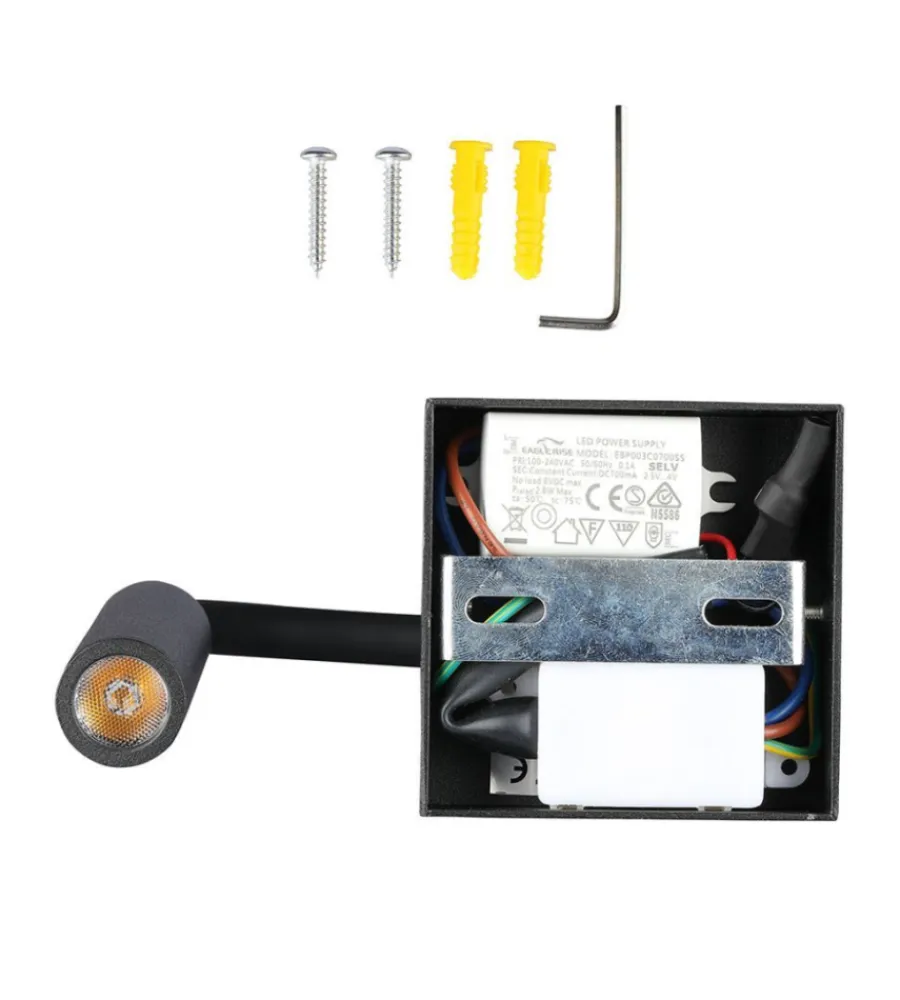 Online Applique da hotel regolabile nera 3w, 3000k Illuminazione Per Interno