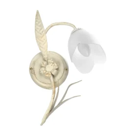 Discount Applique floreale in metallo color avorio, e14 Illuminazione Per Interno