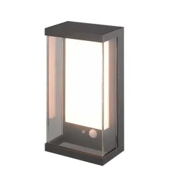 Illuminazione Per Esterno- Applique grigio scuro a led con pannello solare 3000k, 8,3x12,6x25,2 cm