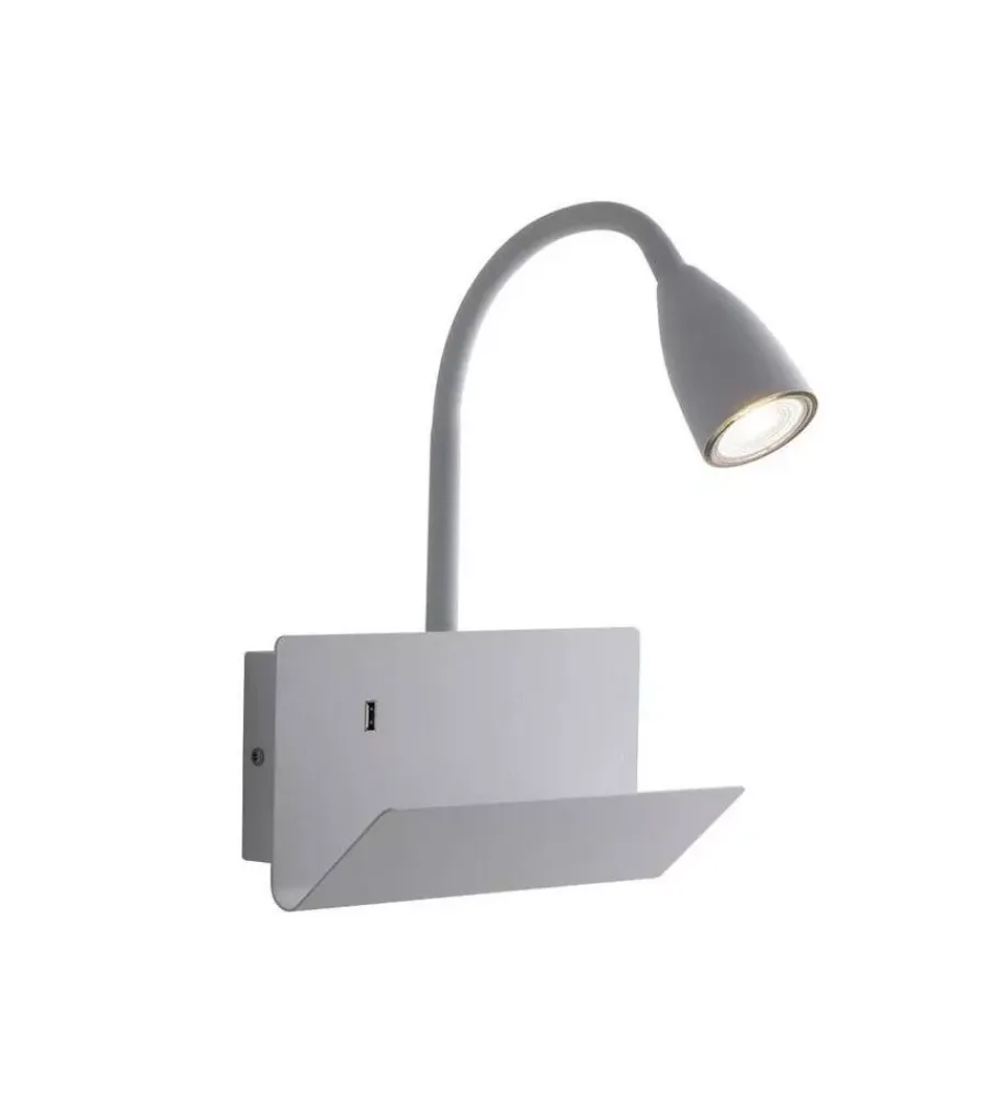 Illuminazione Per Interno- Applique "gulp" metallo bianco con attacco usb, 8w