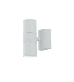 Illuminazione Per Esterno|Applique "jump" in alluminio rifinito bianco con doppia illuminazione, 35w