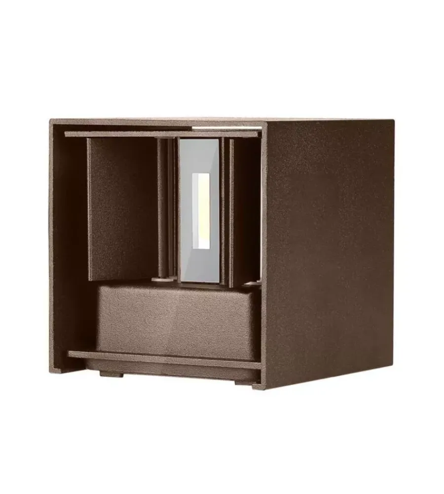 Illuminazione Per Esterno|Applique led da esterno quadrata a doppio fascio luminoso vtac marrone 3000k