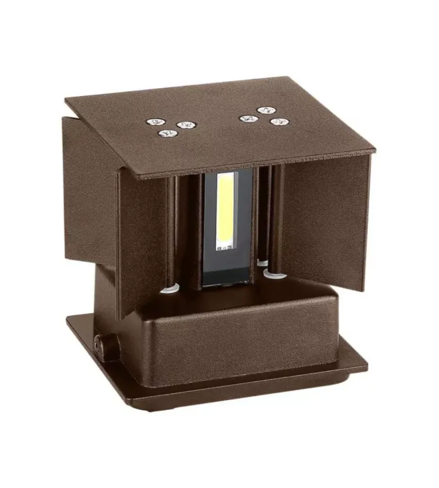 Illuminazione Per Esterno|Applique led da esterno quadrata a doppio fascio luminoso vtac marrone 3000k
