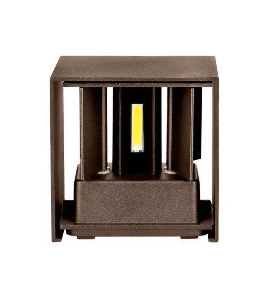 Illuminazione Per Esterno|Applique led da esterno quadrata a doppio fascio luminoso vtac marrone 3000k