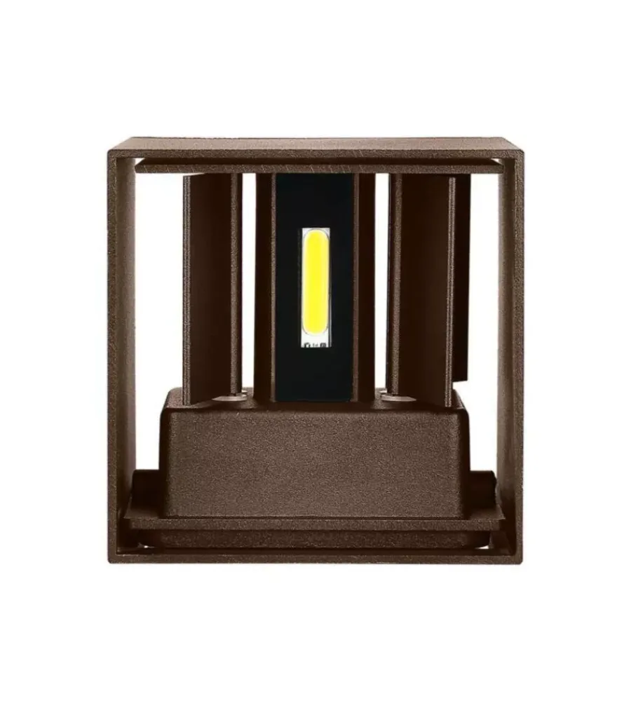 Illuminazione Per Esterno|Applique led da esterno quadrata a doppio fascio luminoso vtac marrone 3000k