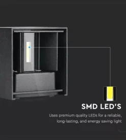Illuminazione Per Esterno- Applique led da esterno quadrata a doppio fascio luminoso vtac nero 4000k