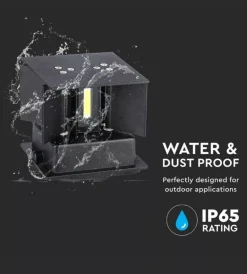 Illuminazione Per Esterno- Applique led da esterno quadrata a doppio fascio luminoso vtac nero 4000k