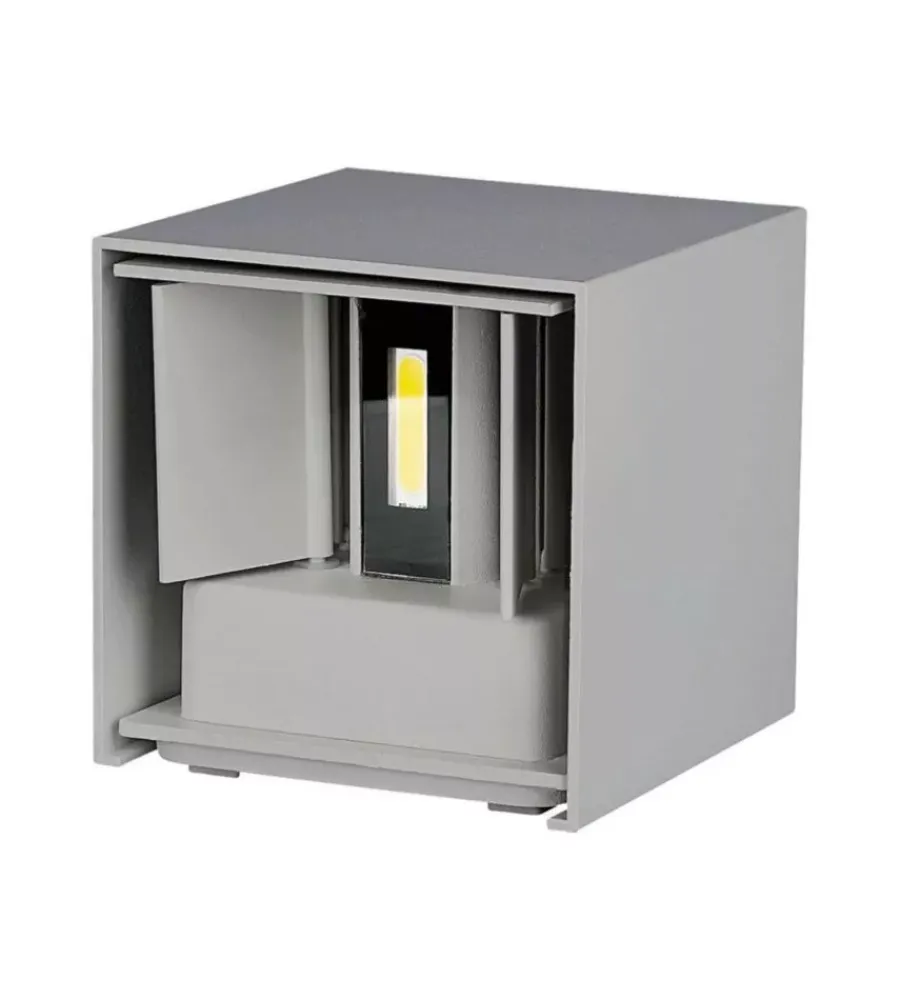 Illuminazione Per Esterno|Applique led da esterno quadrata a doppio fascio luminoso vtac grigio 4000k