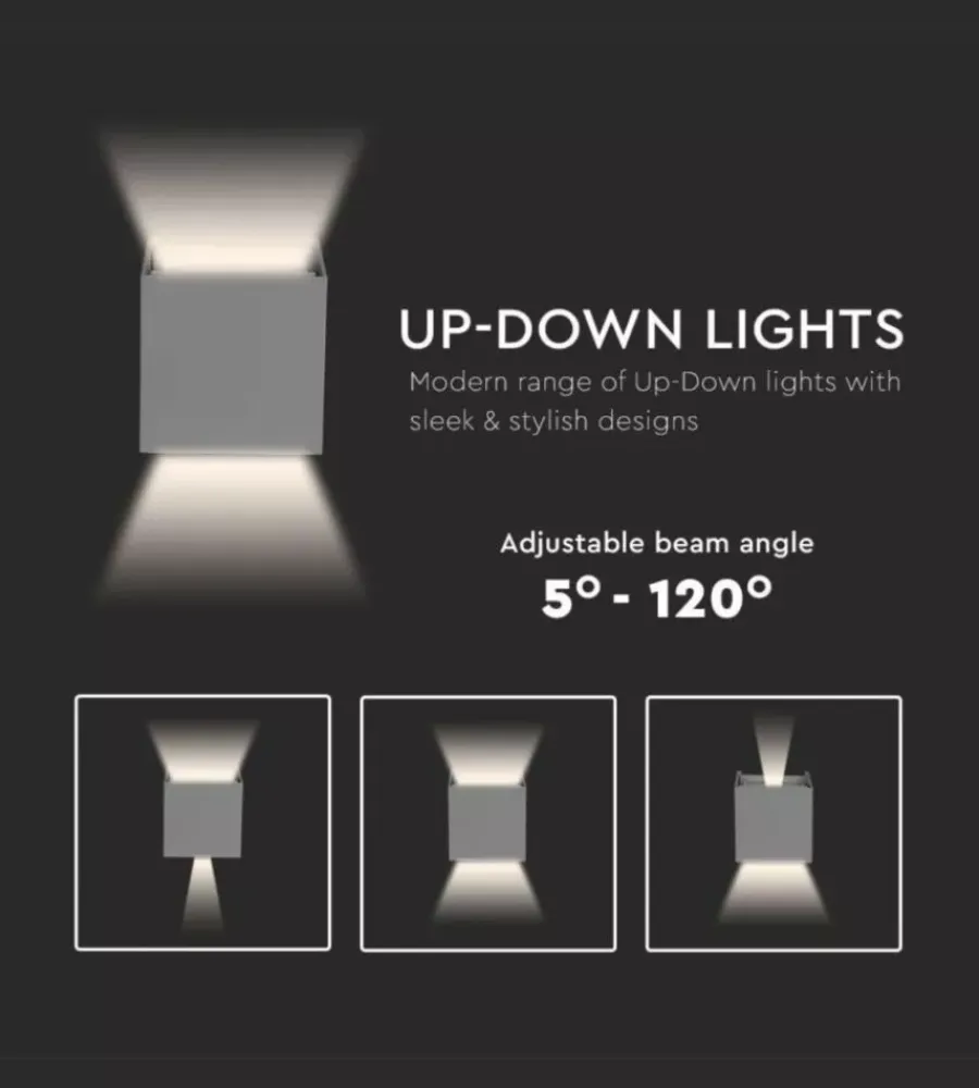 Illuminazione Per Esterno|Applique led da esterno quadrata a doppio fascio luminoso vtac grigio 4000k