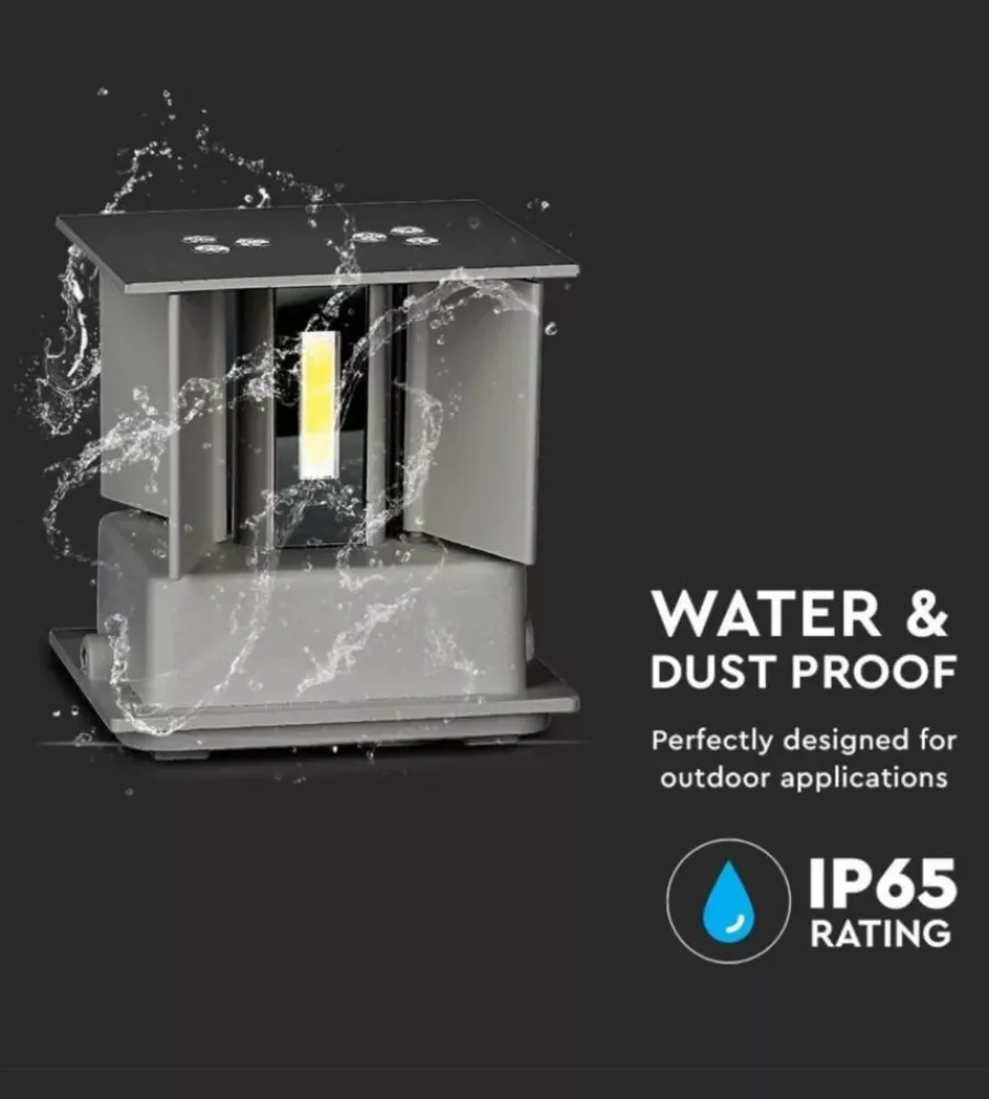 Illuminazione Per Esterno|Applique led da esterno quadrata a doppio fascio luminoso vtac grigio 4000k
