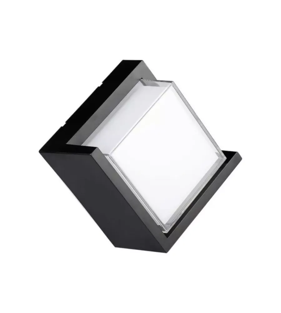 Illuminazione Per Esterno|Applique led da esterno quadrata semicoperta vtac nero 4000k 12w