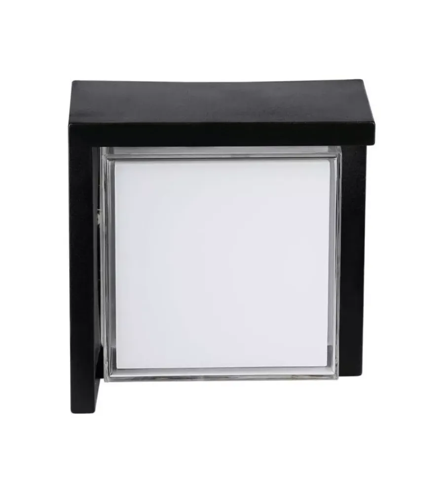 Illuminazione Per Esterno|Applique led da esterno quadrata semicoperta vtac nero 4000k 12w