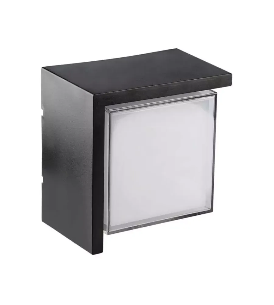 Illuminazione Per Esterno|Applique led da esterno quadrata semicoperta vtac nero 4000k 12w