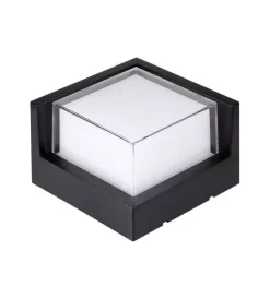 Illuminazione Per Esterno|Applique led da esterno quadrata semicoperta vtac nero 4000k 12w