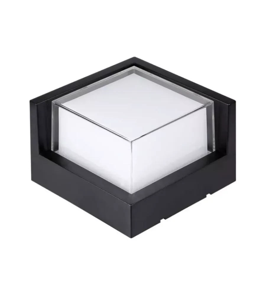 Illuminazione Per Esterno|Applique led da esterno quadrata semicoperta vtac nero 4000k 12w