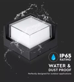 Illuminazione Per Esterno|Applique led da esterno quadrata semicoperta vtac nero 4000k 12w