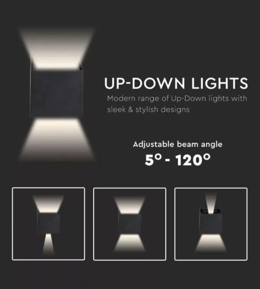 Applique led da esterno quadrata a doppio fascio luminoso vtac nero 3000k Illuminazione Per Esterno
