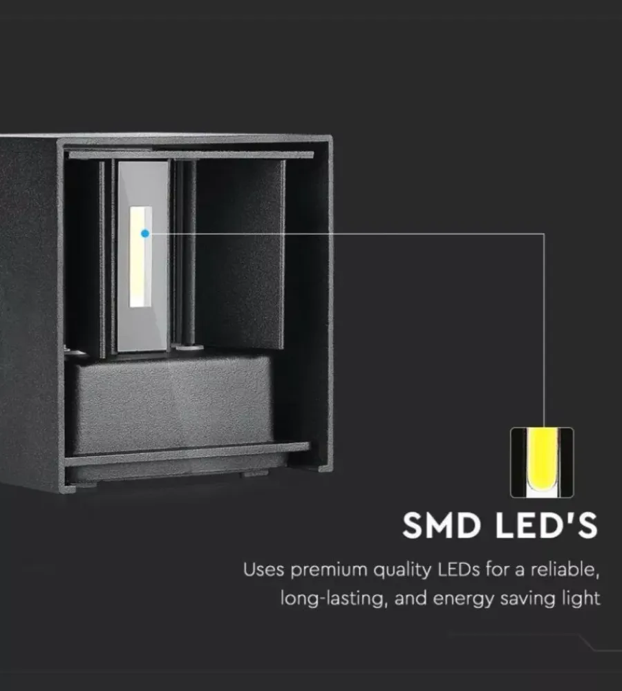 Applique led da esterno quadrata a doppio fascio luminoso vtac nero 3000k Illuminazione Per Esterno