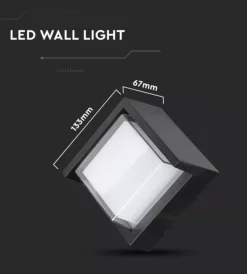Illuminazione Per Esterno- Applique led da esterno quadrata semicoperta vtac nero 3000k 7w