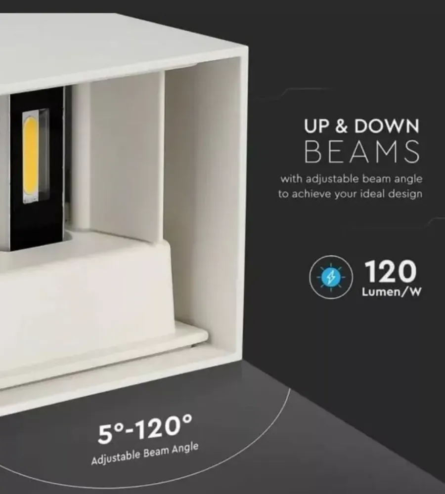 Illuminazione Per Esterno|Applique led da esterno quadrata a doppio fascio luminoso vtac bianco 4000k