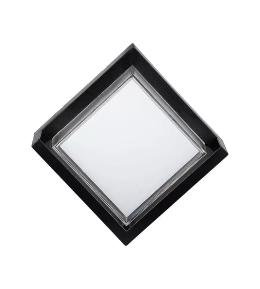 Illuminazione Per Esterno|Applique led da esterno quadrata semicoperta vtac nero 3000k 12w