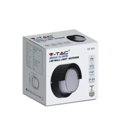 Hot Applique led da esterno rotonda semicoperta vtac nero 3000k 7w Illuminazione Per Esterno