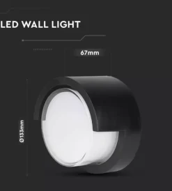Hot Applique led da esterno rotonda semicoperta vtac nero 3000k 7w Illuminazione Per Esterno