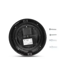 Illuminazione Per Esterno- Applique led da esterno rotonda scoperta vtac nero 3000k 12w