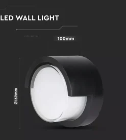 Online Applique led da esterno rotonda semicoperta vtac nero 4000k 12w Illuminazione Per Esterno