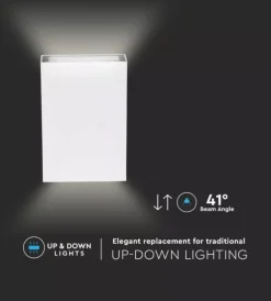 Illuminazione Per Esterno- Applique led da esterno rettangolare verticale a doppio fascio luminoso vtac bianco 6500k