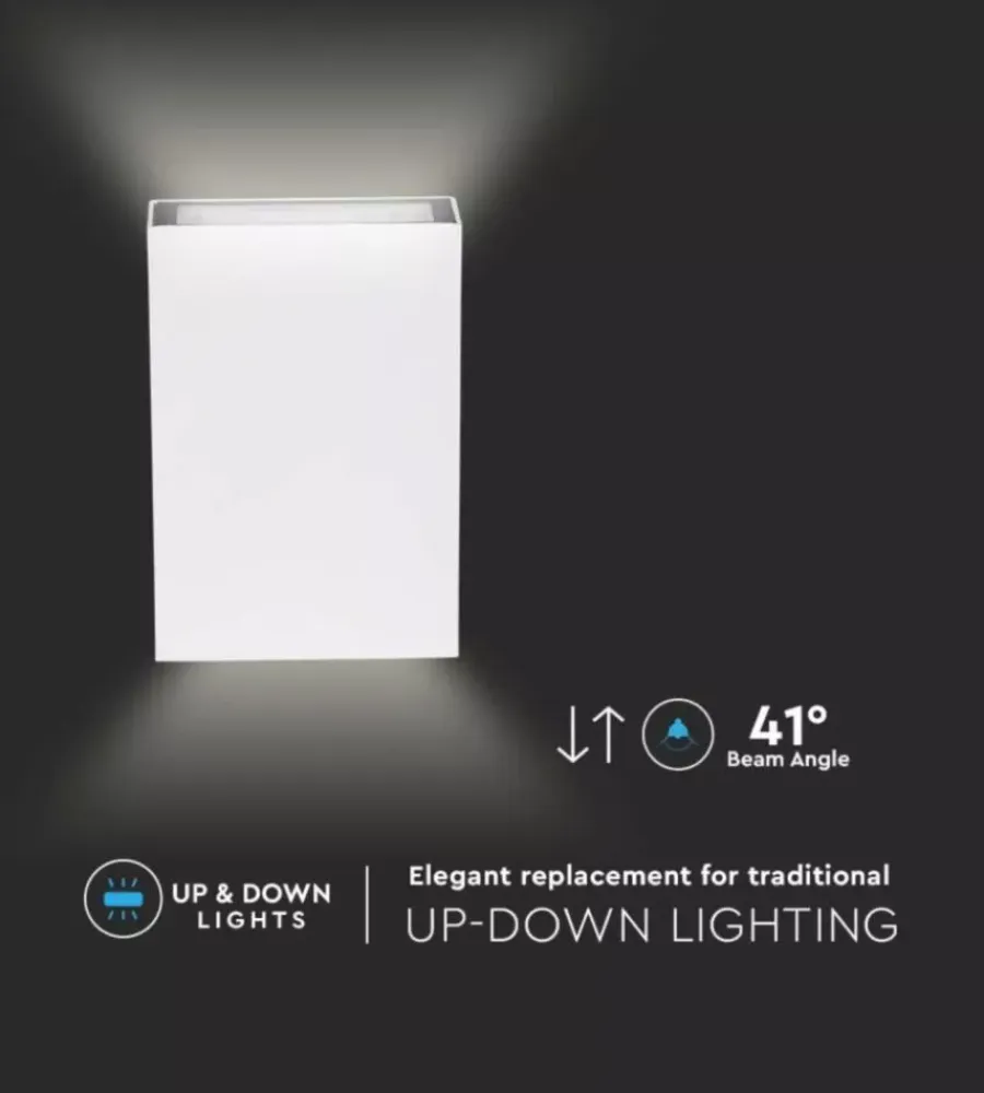 Illuminazione Per Esterno|Applique led da esterno rettangolare verticale a doppio fascio luminoso vtac bianco 3000k