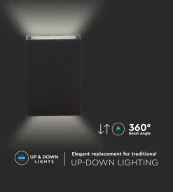 Discount Applique led da esterno rettangolare verticale a doppio fascio luminoso vtac nero 3000k Illuminazione Per Esterno