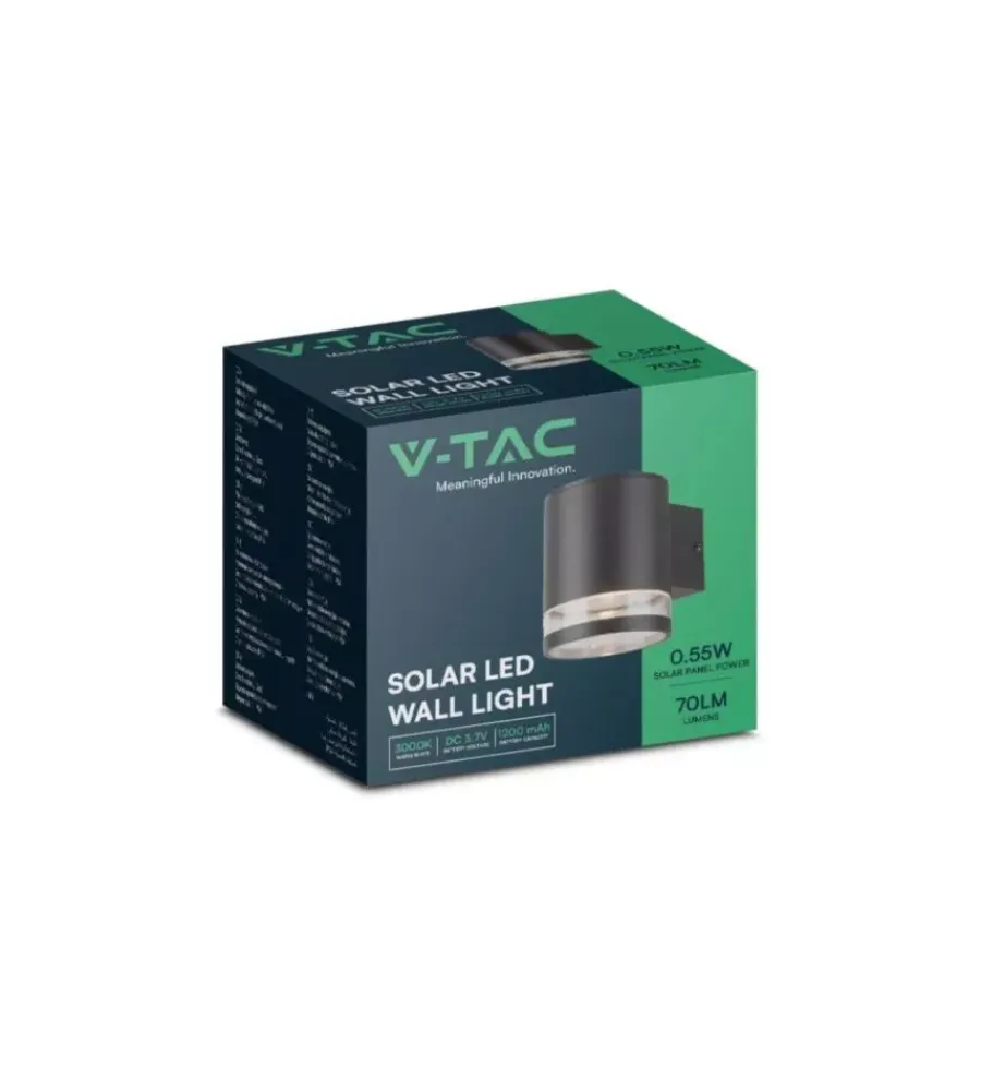 Illuminazione Per Esterno- Applique led da esterno vtac nero cilindrico 3000k