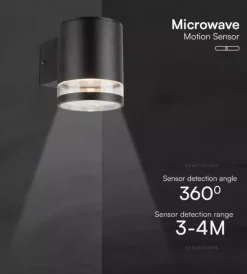 Sale Applique led da esterno vtac nero con sensore di movimento 3000k Illuminazione Per Esterno