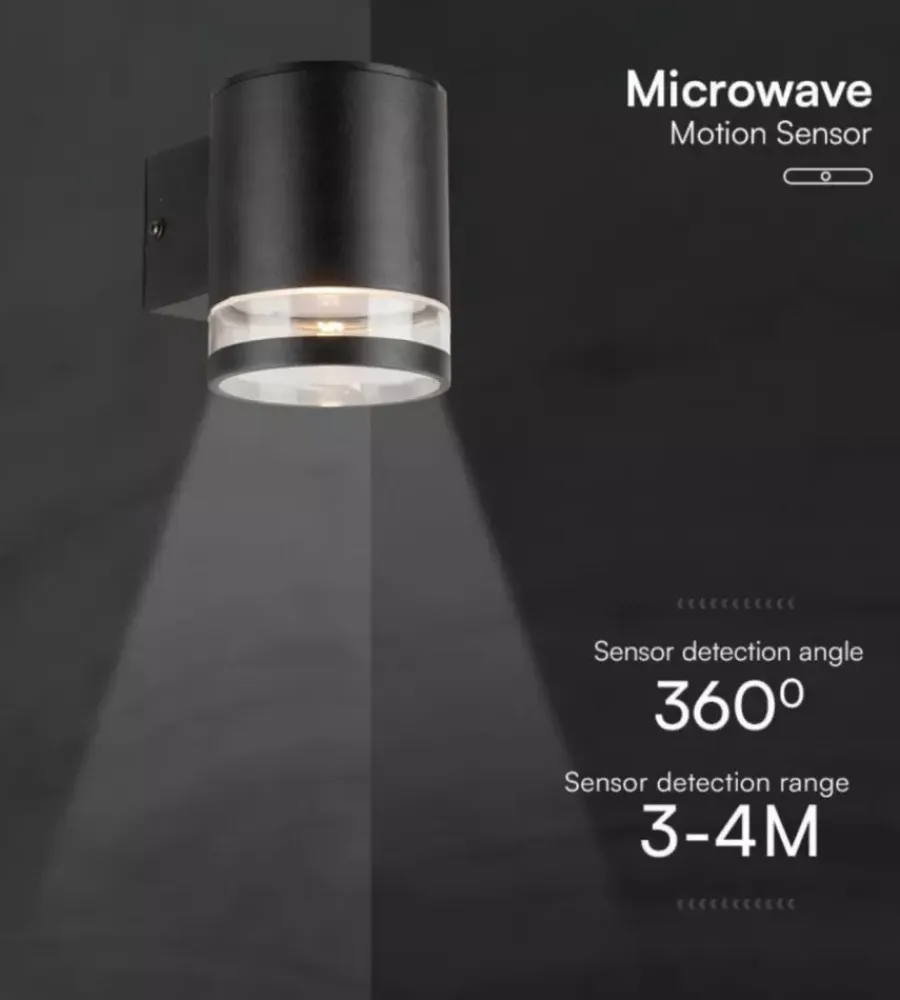 Sale Applique led da esterno vtac nero con sensore di movimento 3000k Illuminazione Per Esterno