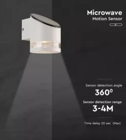 Illuminazione Per Esterno|Applique led da esterno vtac bianco cilindrica obliqua con sensore 3000k