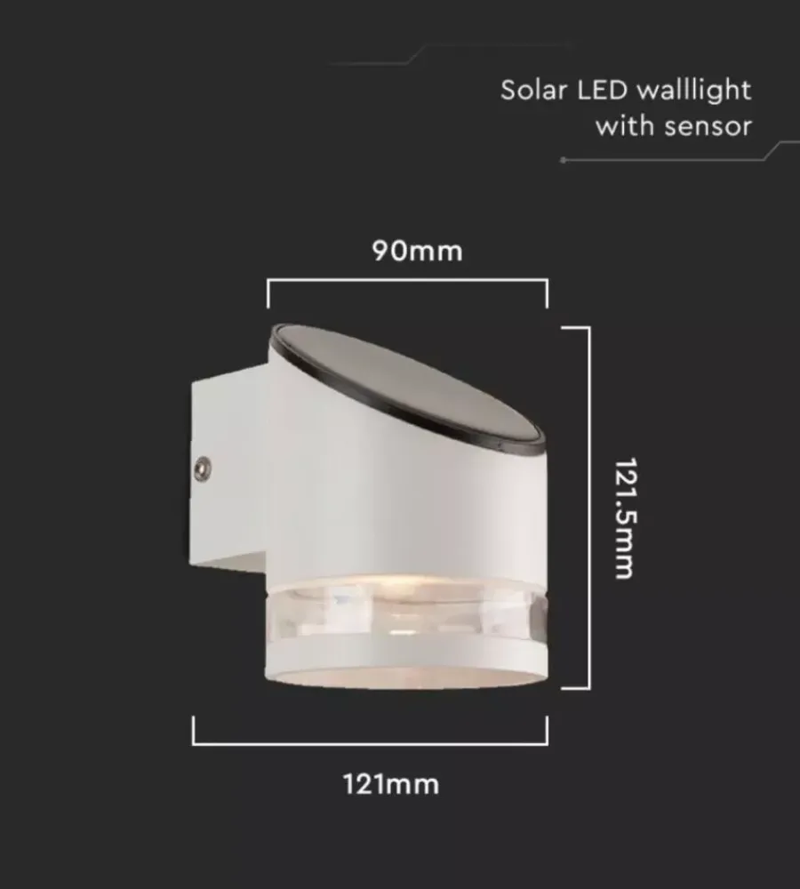 Illuminazione Per Esterno|Applique led da esterno vtac bianco cilindrica obliqua con sensore 3000k