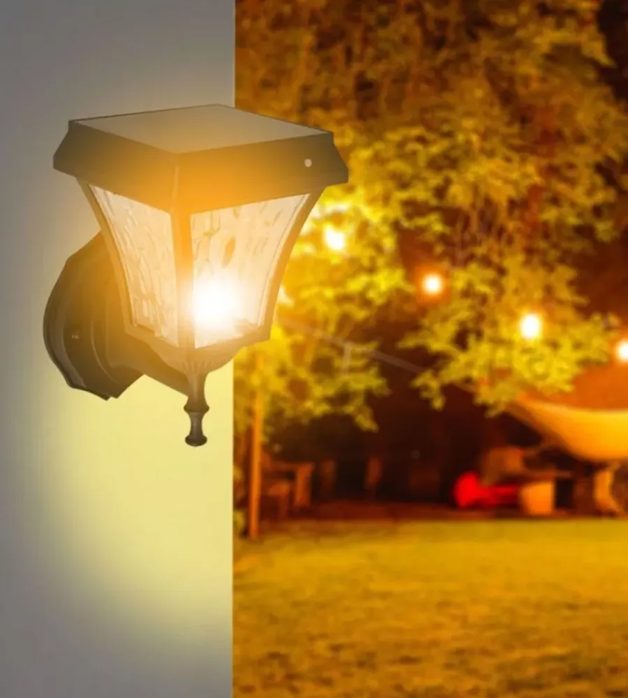 Illuminazione Per Esterno|Applique led solare a muro da esterno vtac nero 3000+4000+6000k