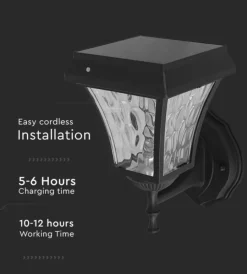 Illuminazione Per Esterno|Applique led solare a muro da esterno vtac nero 3000+4000+6000k