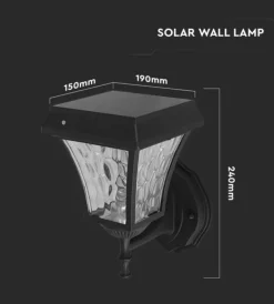 Illuminazione Per Esterno|Applique led solare a muro da esterno vtac nero 3000+4000+6000k