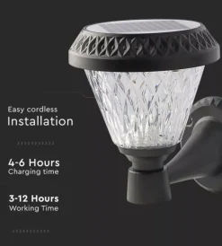 Illuminazione Per Esterno- Applique led solare da esterno vtac a cono con telecomando 3in1