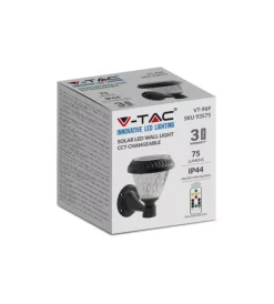 Illuminazione Per Esterno- Applique led solare da esterno vtac a cono con telecomando 3in1