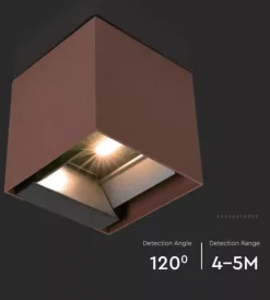 Illuminazione Per Esterno- Applique led solare da esterno vtac marrone 3000k