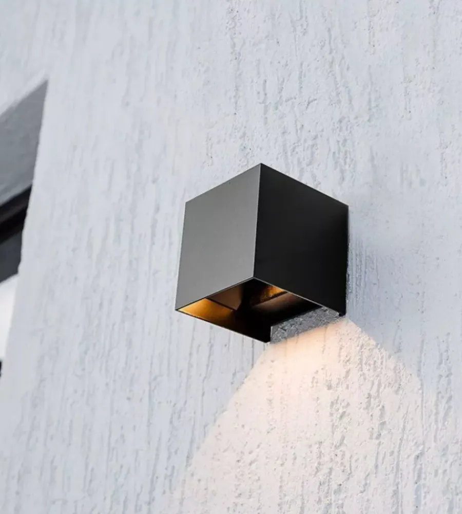 Illuminazione Per Esterno- Applique led solare da esterno vtac nero 3000k