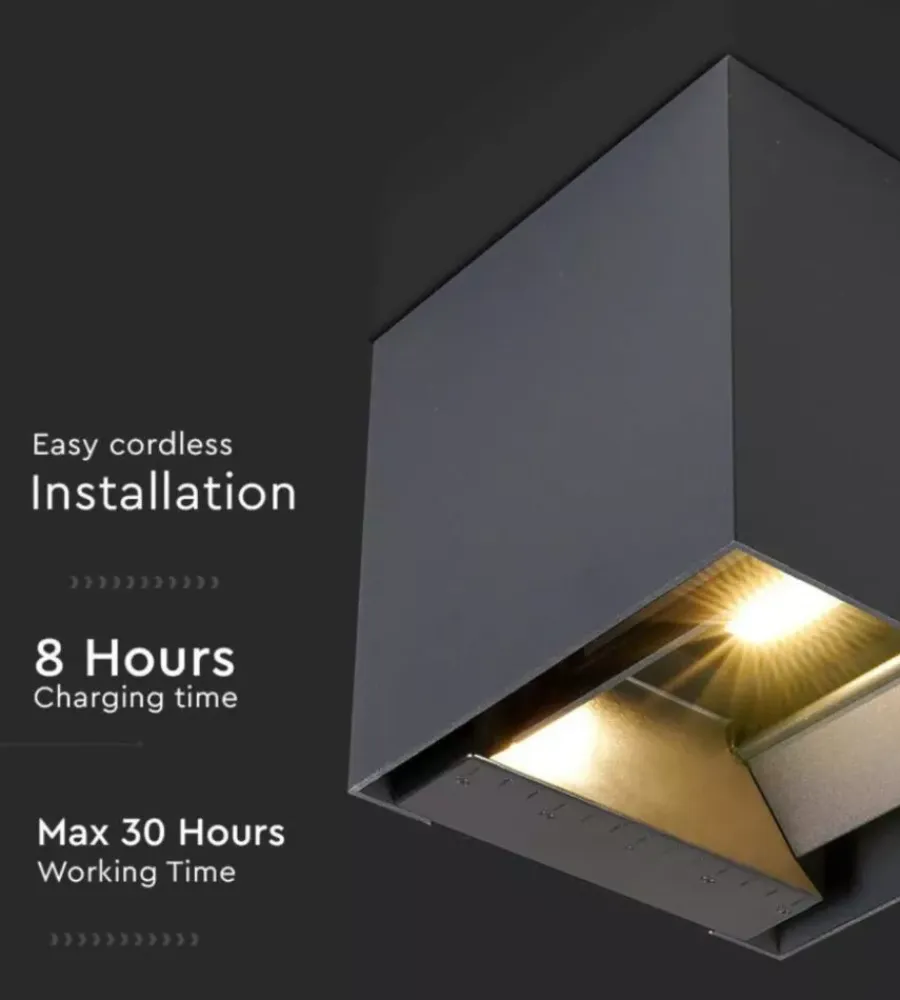 Illuminazione Per Esterno- Applique led solare da esterno vtac nero 3000k