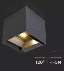 Illuminazione Per Esterno- Applique led solare da esterno vtac nero 3000k