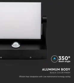 Illuminazione Per Esterno- Applique led solare da esterno rettangolare vtac nero 3000k