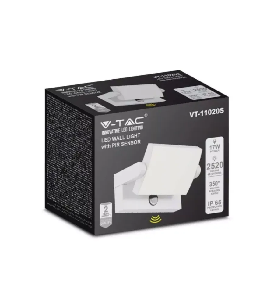 Illuminazione Per Esterno- Applique led solare da esterno rettangolare vtac bianco 4000k