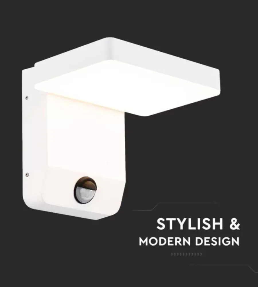 Illuminazione Per Esterno- Applique led solare da esterno quadrata vtac bianco 4000k
