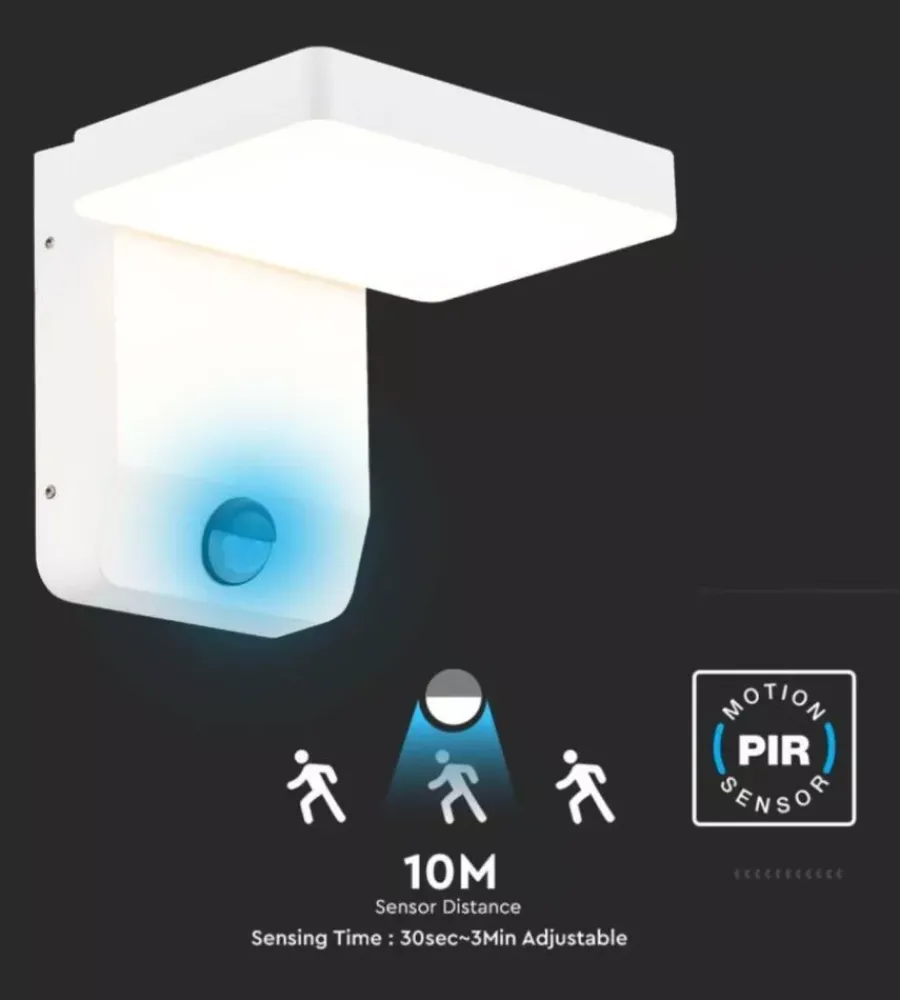 Illuminazione Per Esterno- Applique led solare da esterno quadrata vtac bianco 4000k
